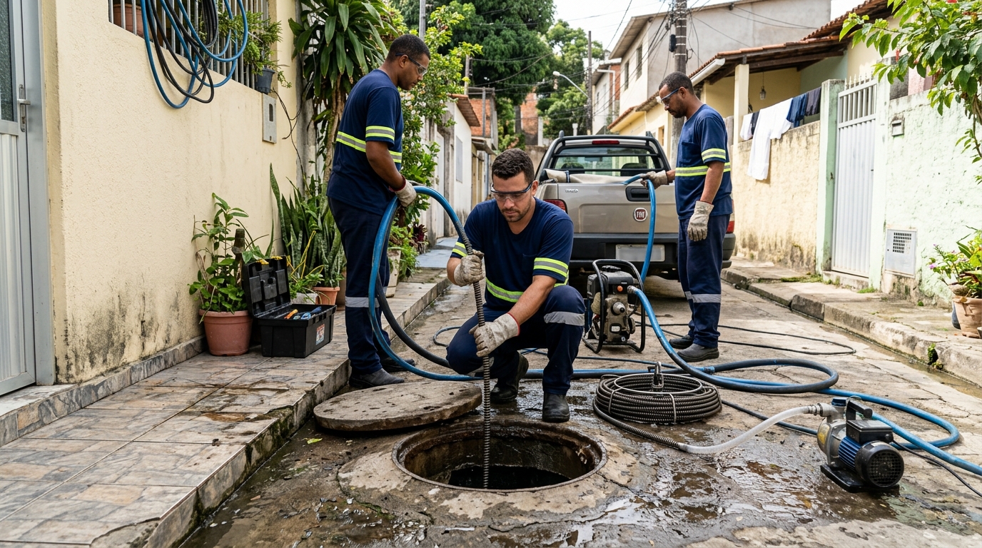 Desentupimento de esgoto com hidrojateamento em São José do Rio Preto-SP