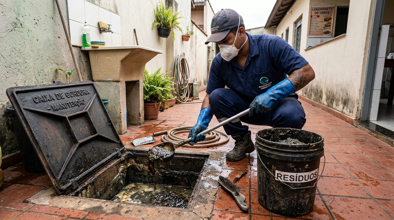 Remoção de lodo de caixa de gordura em São José do Rio Preto-SP
